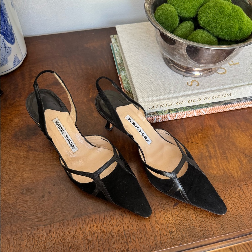 Manolo Blahnik Black Slingback Heels
